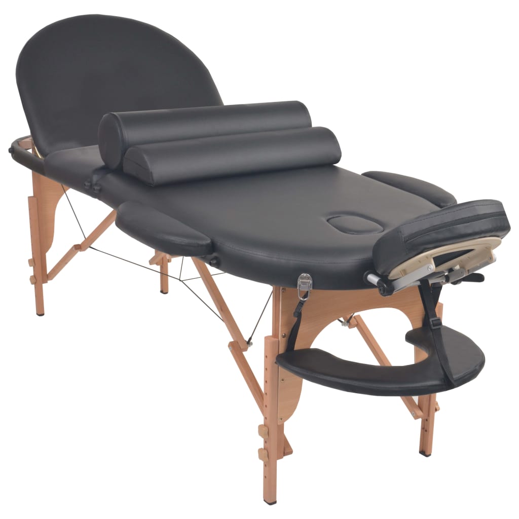 Massage de massage pliant 4 cm d'épaisseur 2 coussins noirs