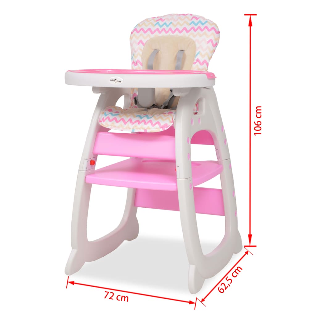 Trona Convertible 3 en 1 avec table rose