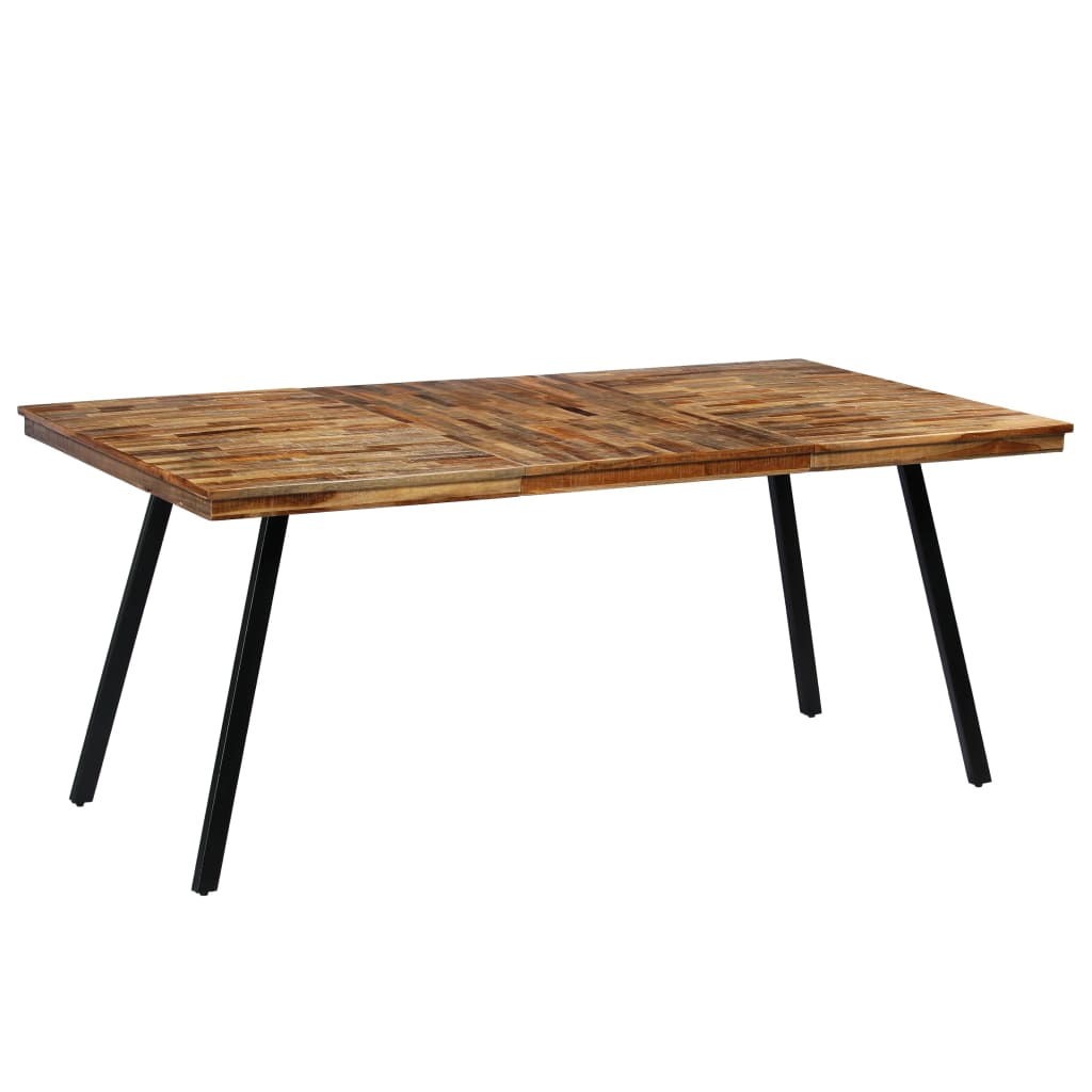 Vetonek Mesa de comedor de teca reciclada y acero 180x90x76 cm