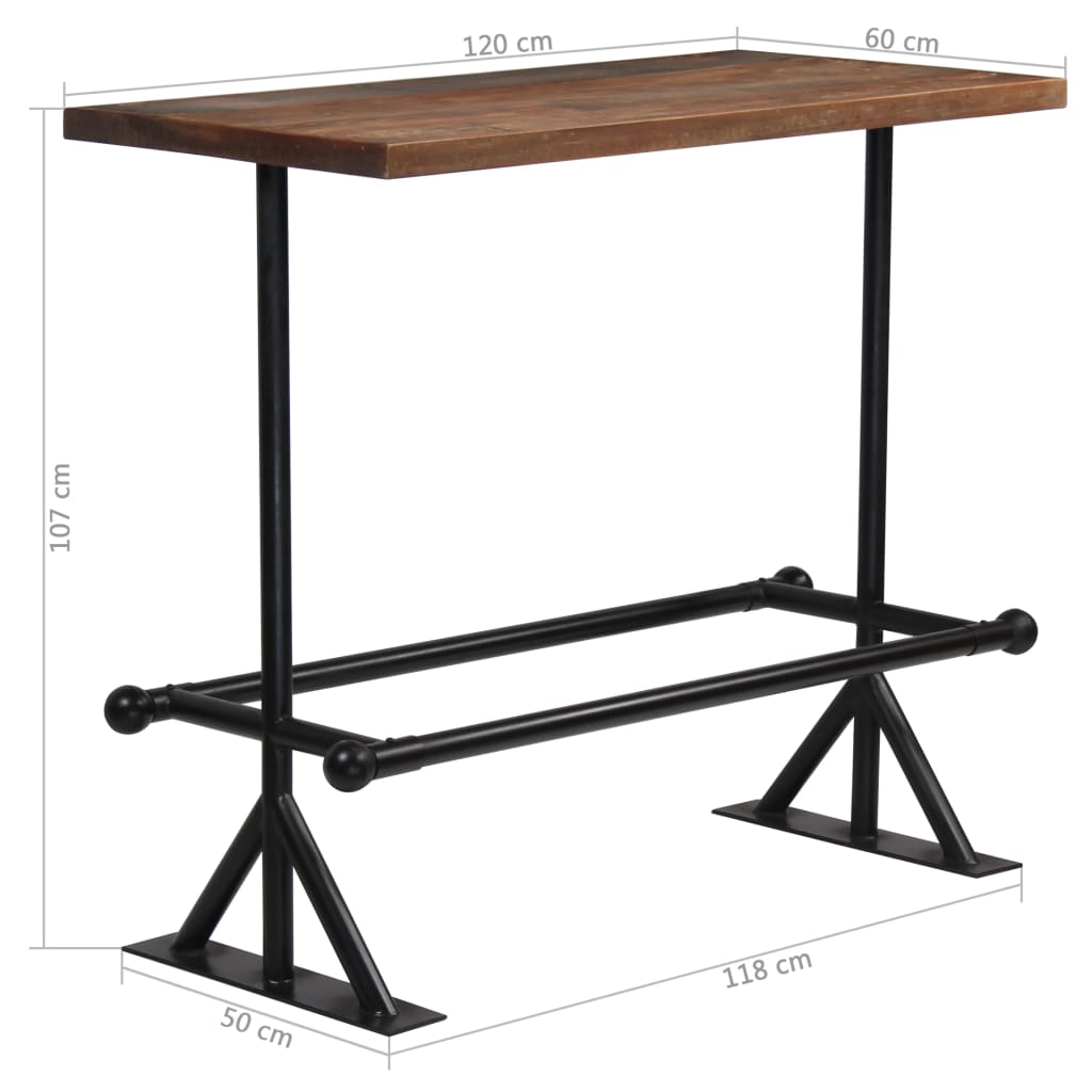 Dark brown solid wooden wood table 120x60x107 cm