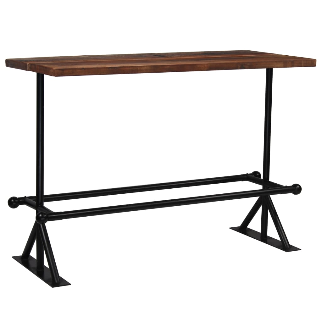 Vetonek Mesa de bar madera maciza reciclada marrón oscuro 150x70x107 cm 