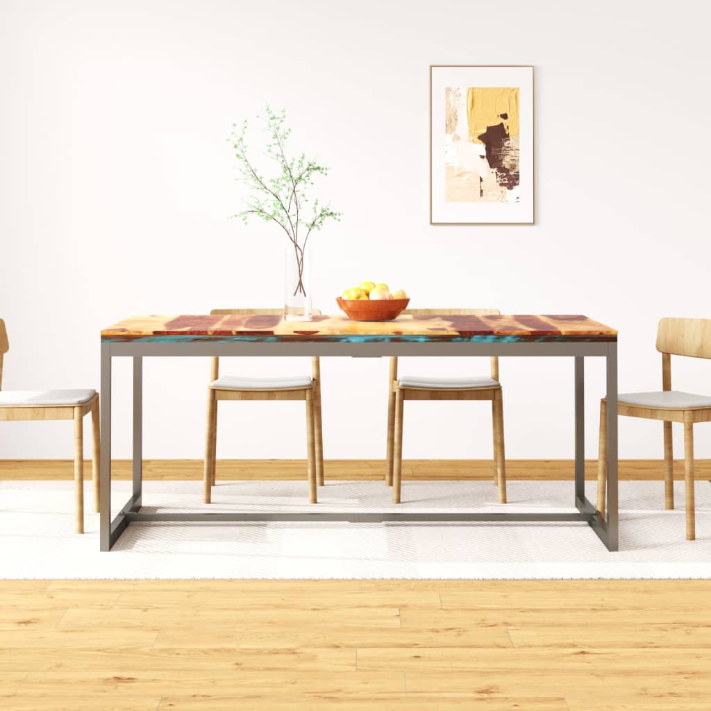 Vetonek Mesa de comedor de madera maciza de sheesham y acero 180 cm