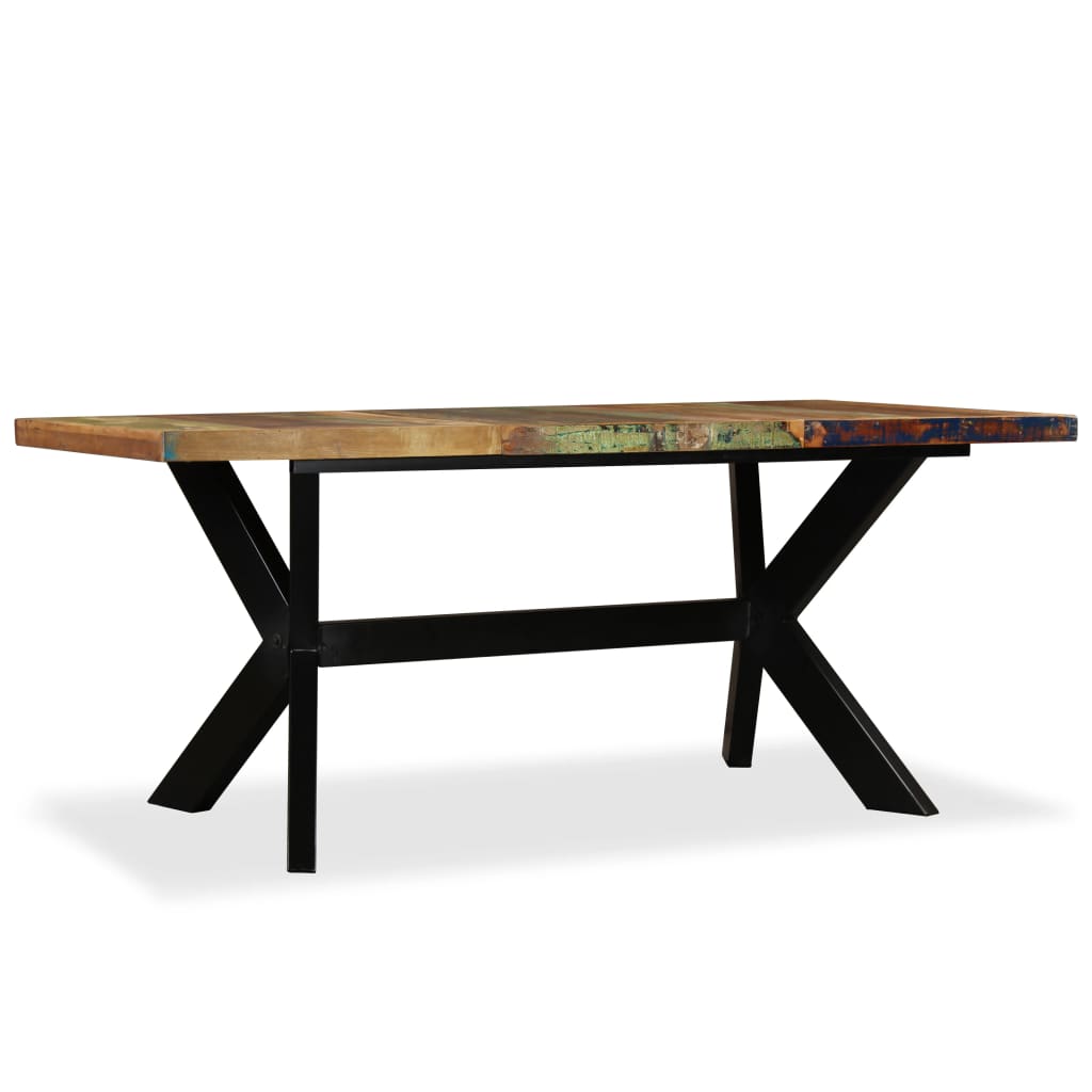 RECYCLED AND CROSSED STEEL WOOD DINING TABLE 180 CM