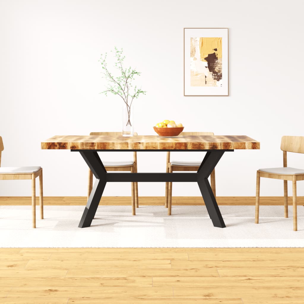 Vetonek Mesa de comedor madera maciza de mango y cruz de acero 180 cm