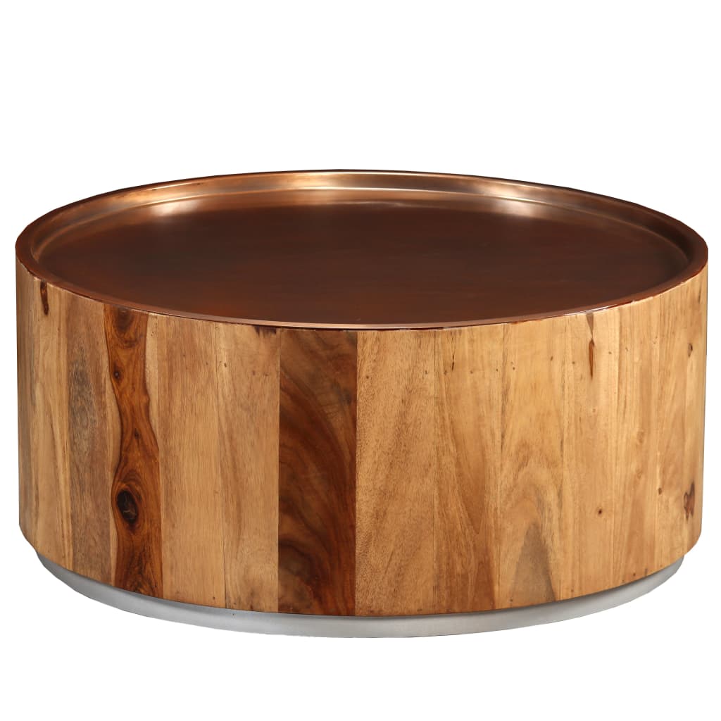 Mesa de centro de madera maciza de sheesham y acero 68 cm vidaXL