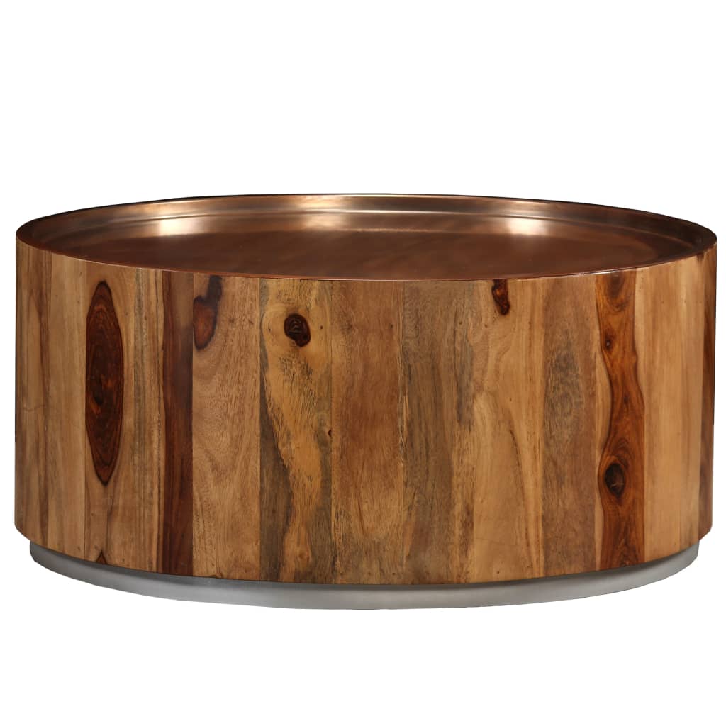 Mesa de centro de madera maciza de sheesham y acero 68 cm - Vetonek