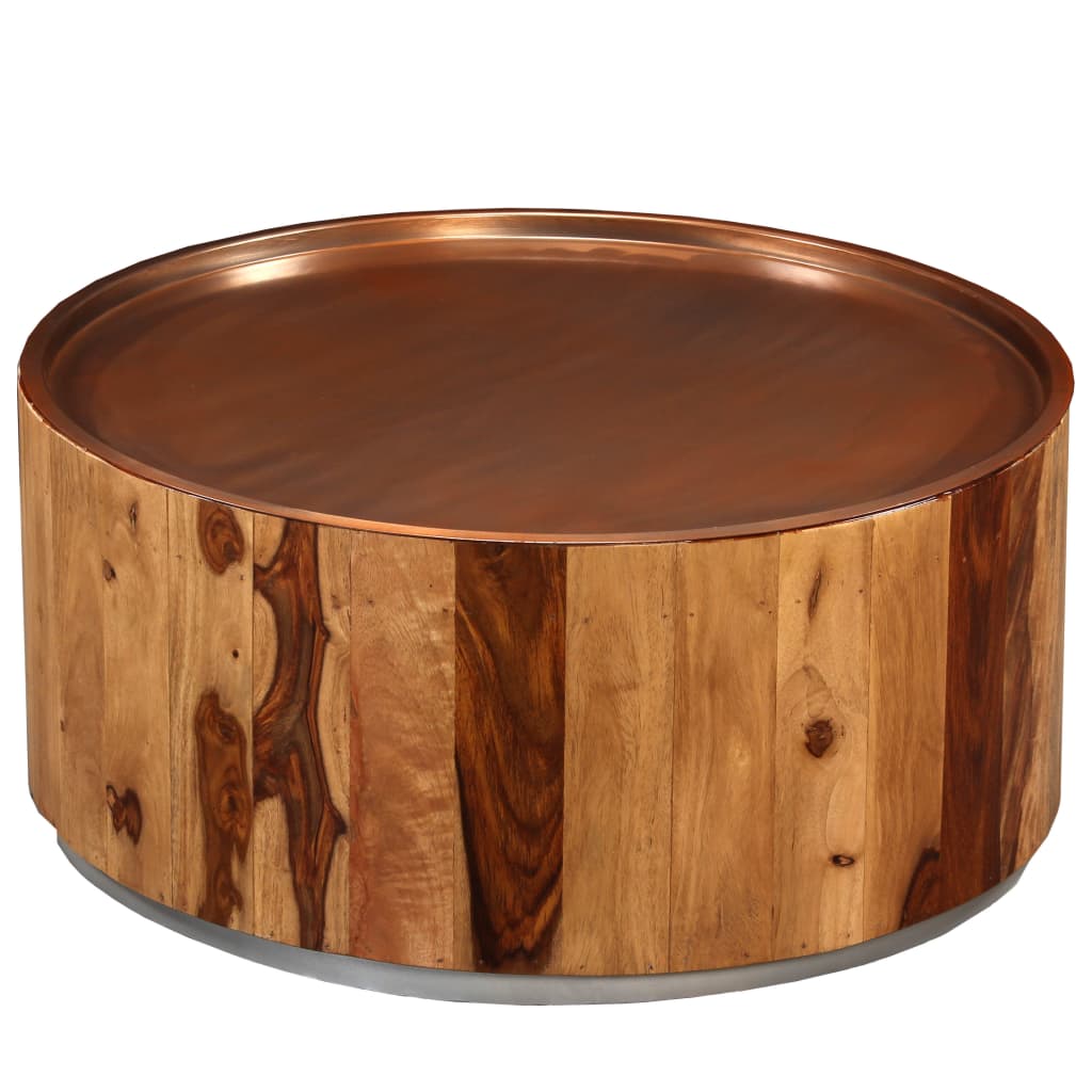 Mesa de centro de madera maciza de sheesham y acero 68 cm vidaXL