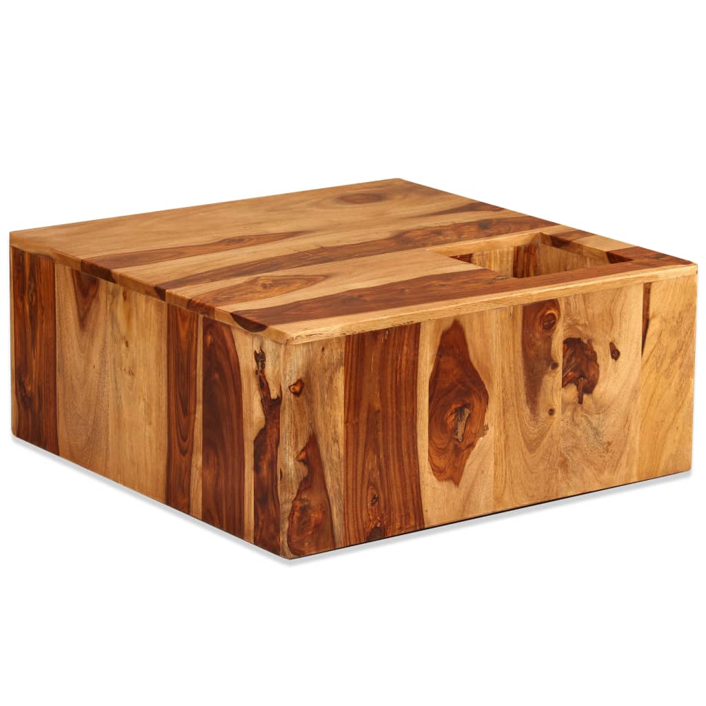 Mesa de centro de madera maciza de sheesham 70x70x30 cm