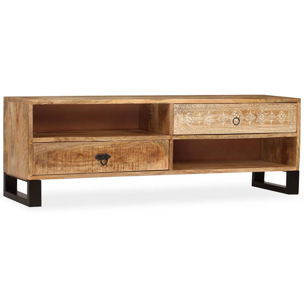 Vetonek Mueble de TV de madera maciza de mango 120x30x40 cm