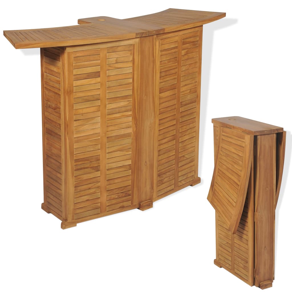 Vetonek Mesa de bar plegable de madera teca maciza 155x53x105 cm