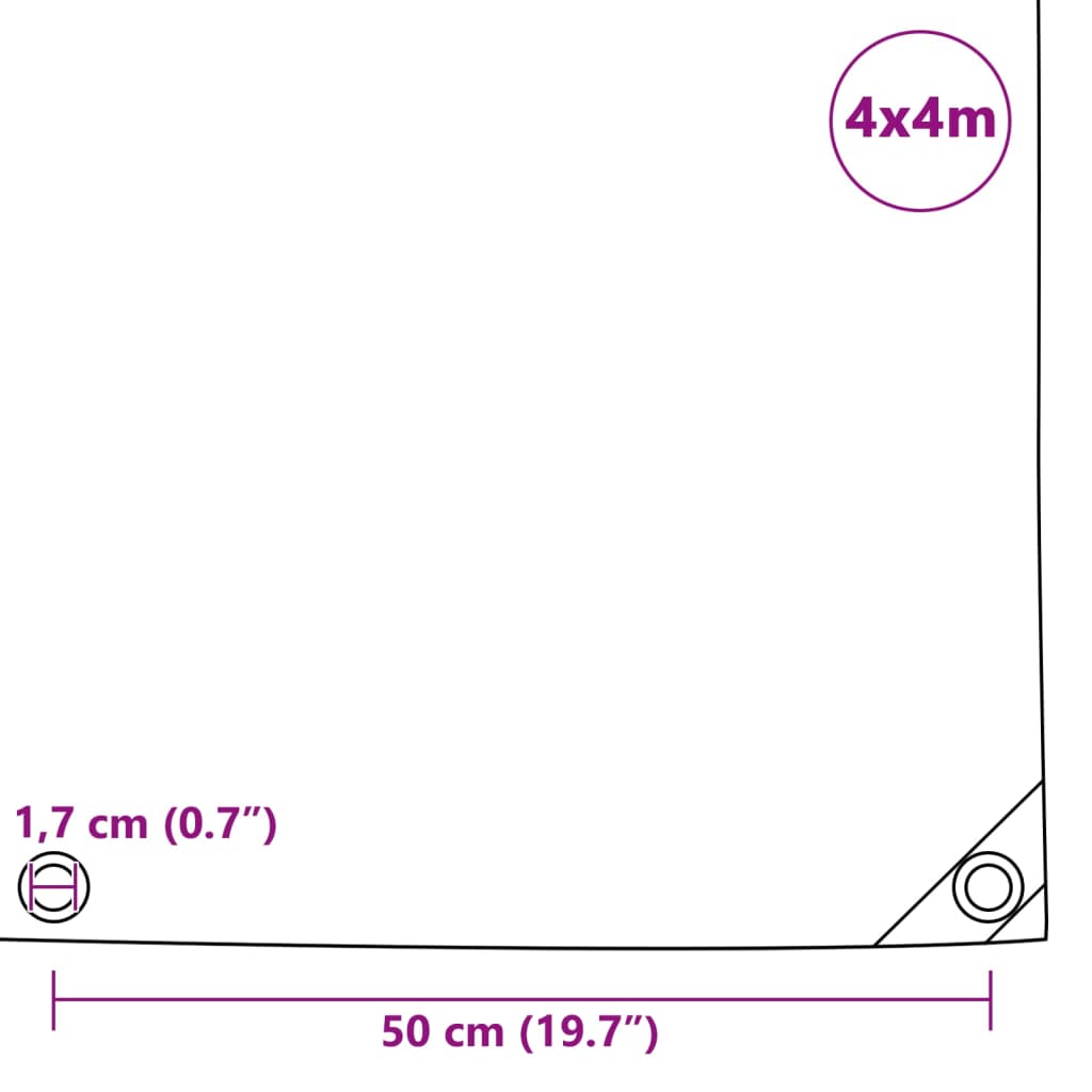 Toile 650 g / m² 4x4 m gris