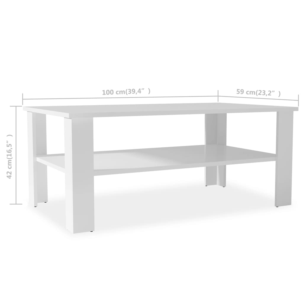 Center Table White Engineering 100x59x42 cm