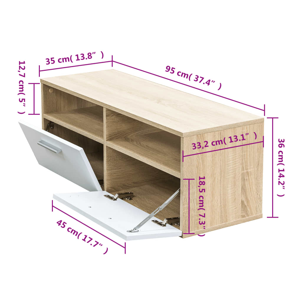 Mobles de televisió Oak i Enginyeria Blanca Fusta 95x35x36 cm