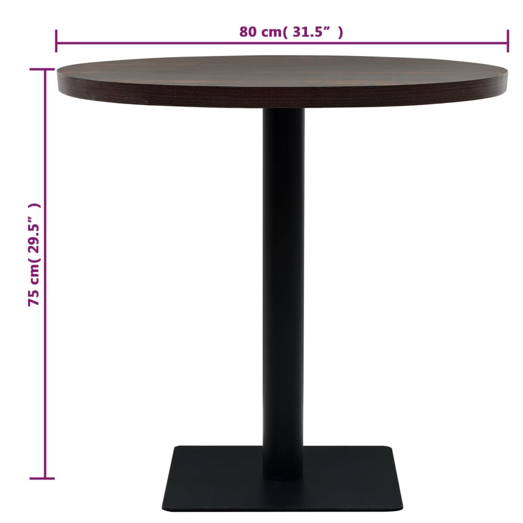 Bistró MDF eta Round Steel Fresno 80x75 cm