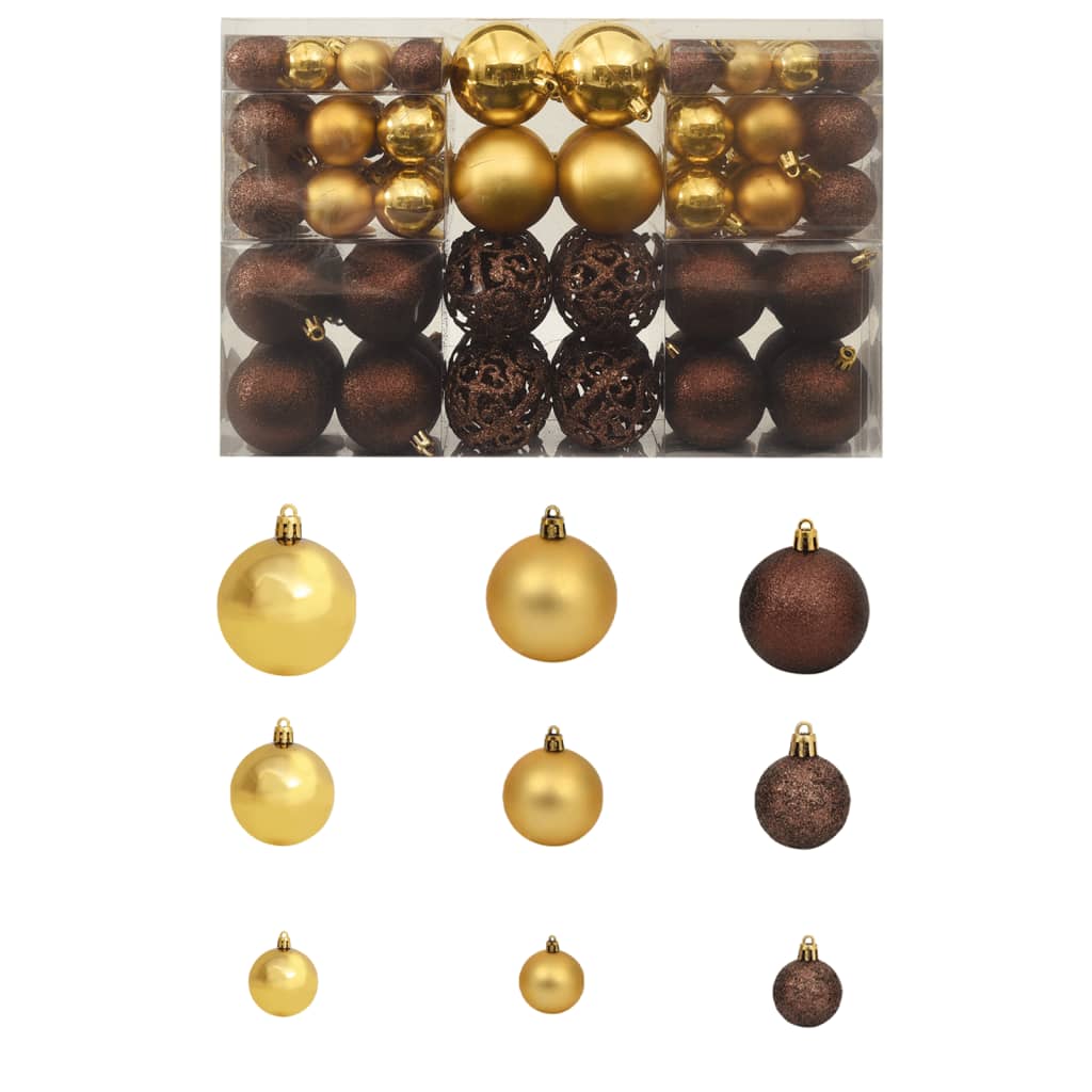 Vetonek Lote de bolas de Navidad 100 uds marrón/bronce/dorado 3/4/6 cm