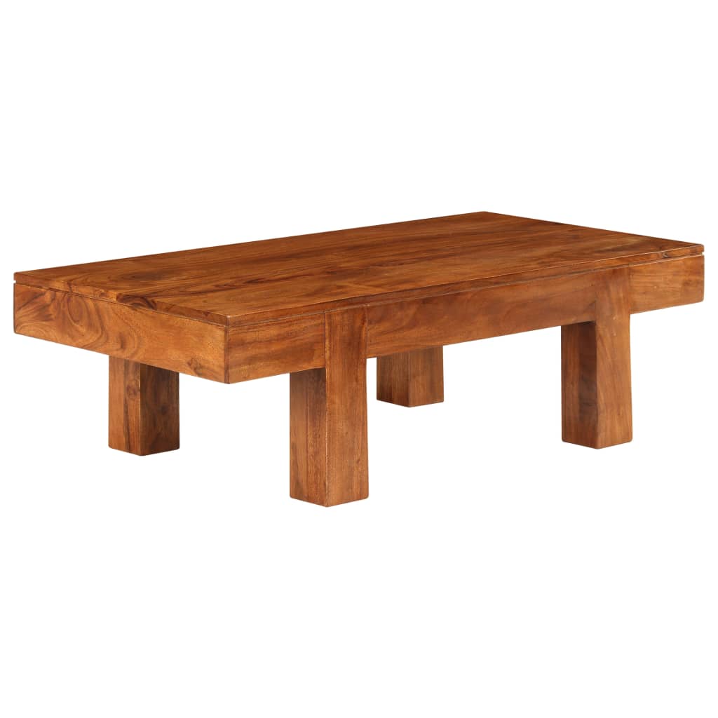 Vetonek Mesa de centro madera maciza acacia acabado miel 100x50x30 cm