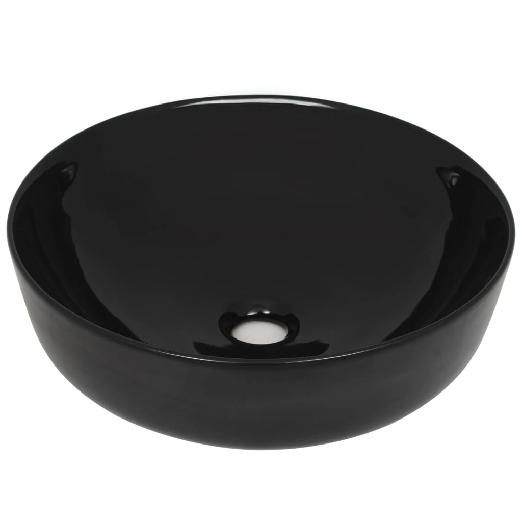 Lavabo redondo de cerámica negro 41,5x13,5 cm - Vetonek