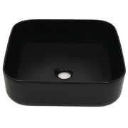 Lavabo cuadrado de cerámica negro 38x38x13,5 cm v8993 - Vetonek
