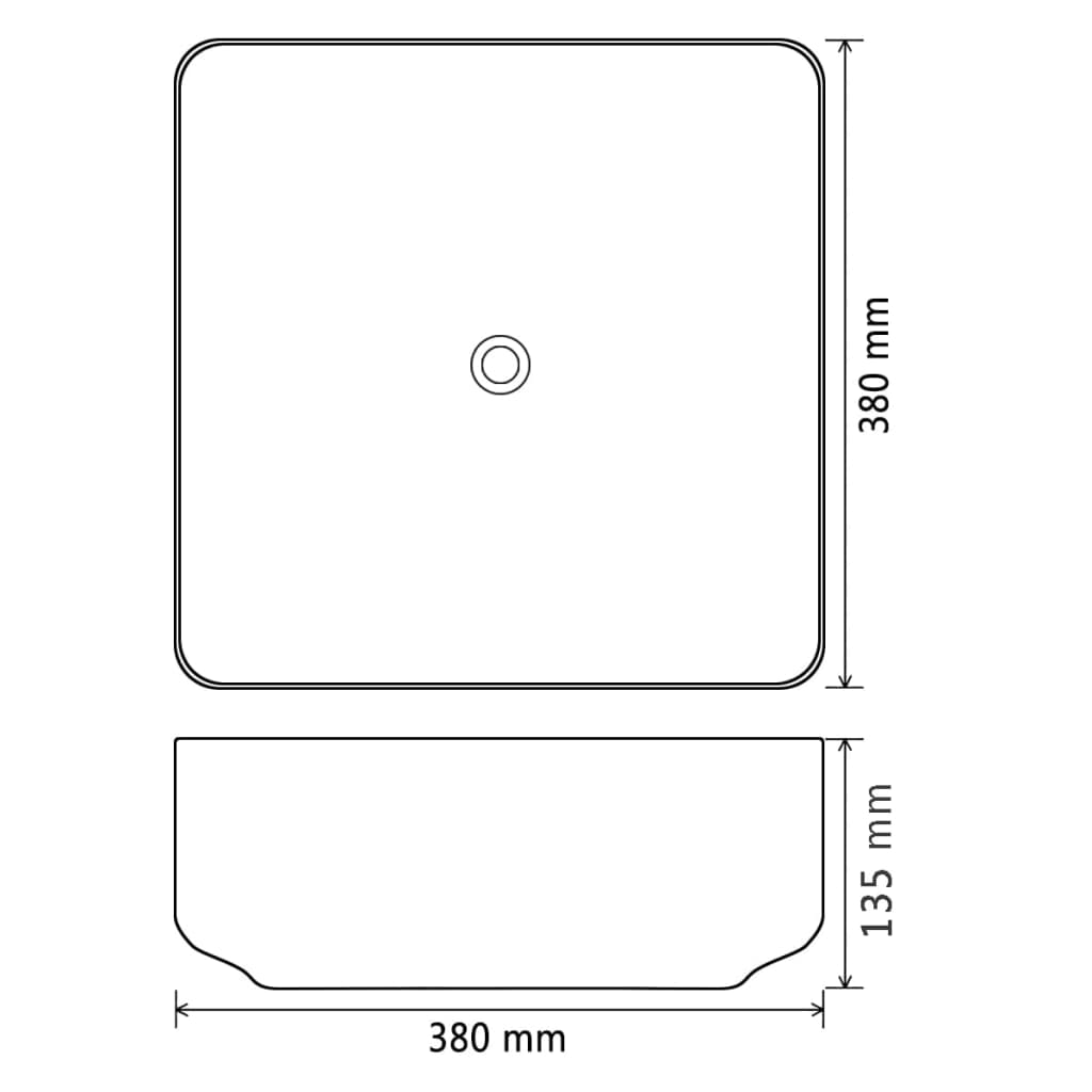 Square sink of black ceramic 38x38x13.5 cm