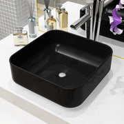 Lavabo cuadrado de cerámica negro 38x38x13,5 cm v8993 Vetonek