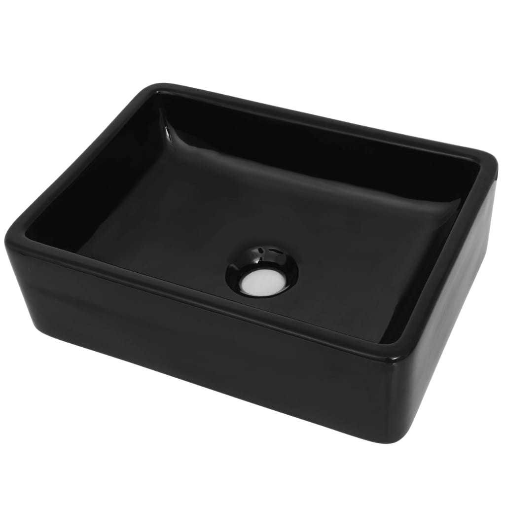 Lavabo de cerámica rectangular negro 41x30x12 cm