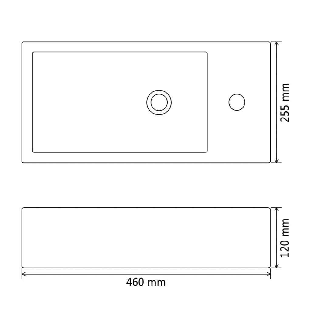 Lavabo con agujero grifo rectangular cerámica 46x25,5x12 negro