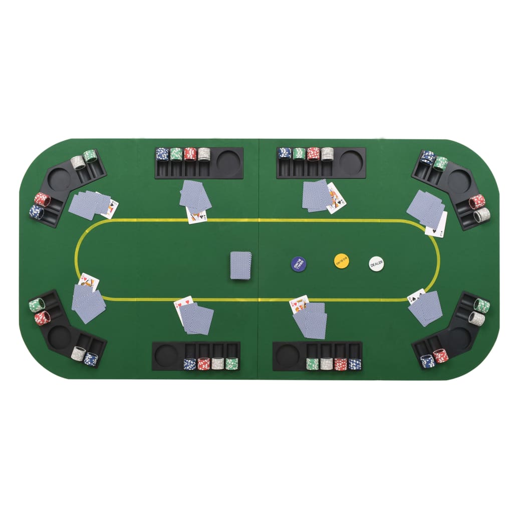 Superficie de póker 8 jugadores plegable en 4 rectangular verde vidaXL