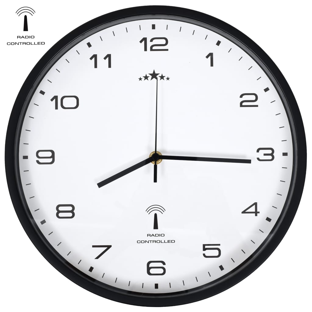 Vetonek Reloj radiocontrol de pared cuarzo blanco y negro 31 cm 