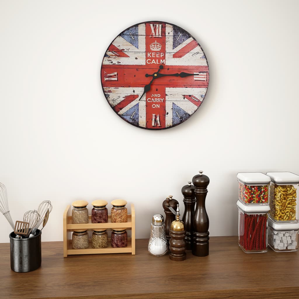 Vetonek Reloj vintage de pared con flores UK 30 cm 