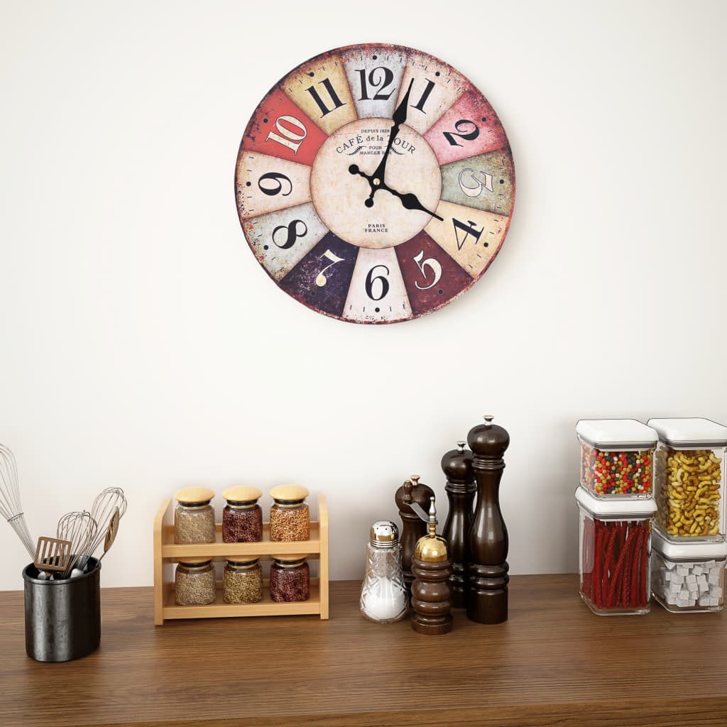 Vetonek Reloj de pared vintage colorido 30 cm