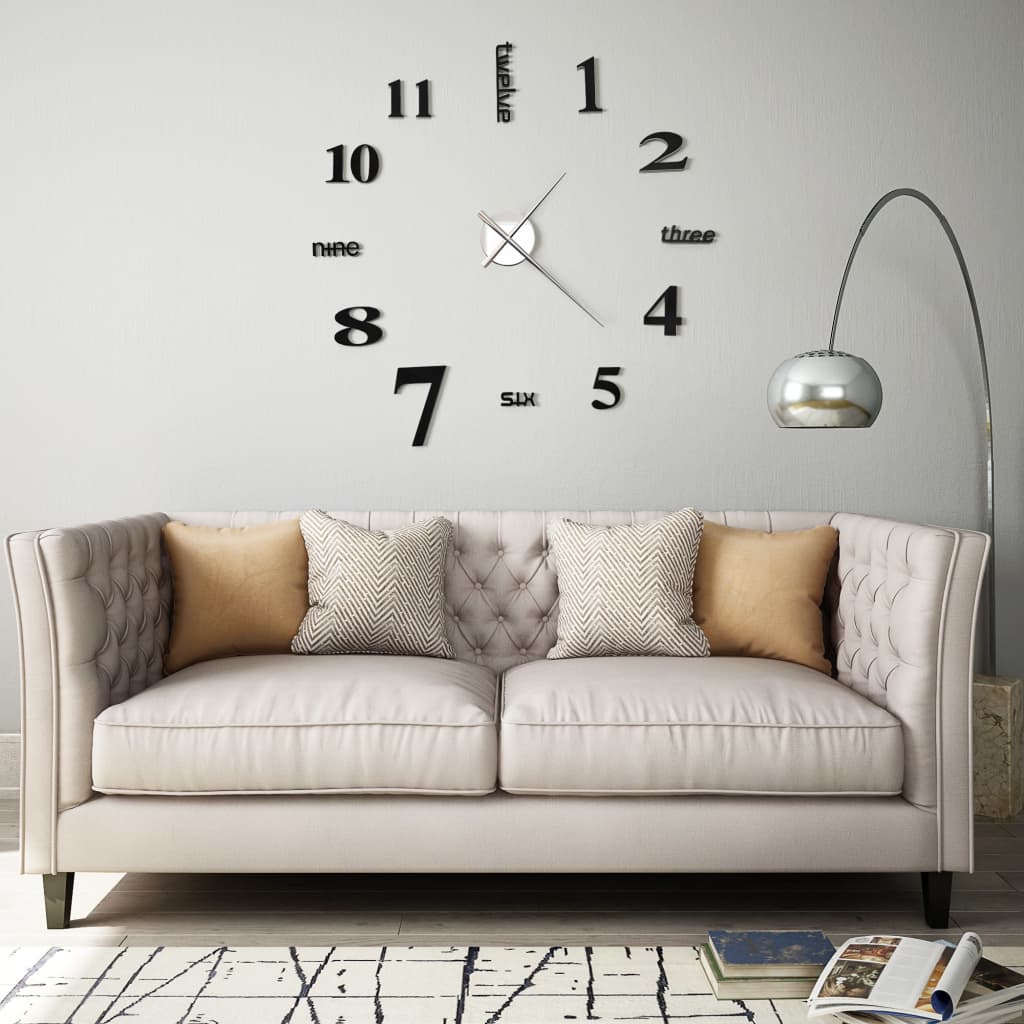 Vetonek Reloj 3D de pared con diseño moderno 100 cm XXL negro