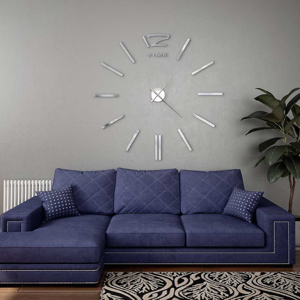 Vetonek Reloj de pared 3D con diseño moderno 100 cm XXL plateado