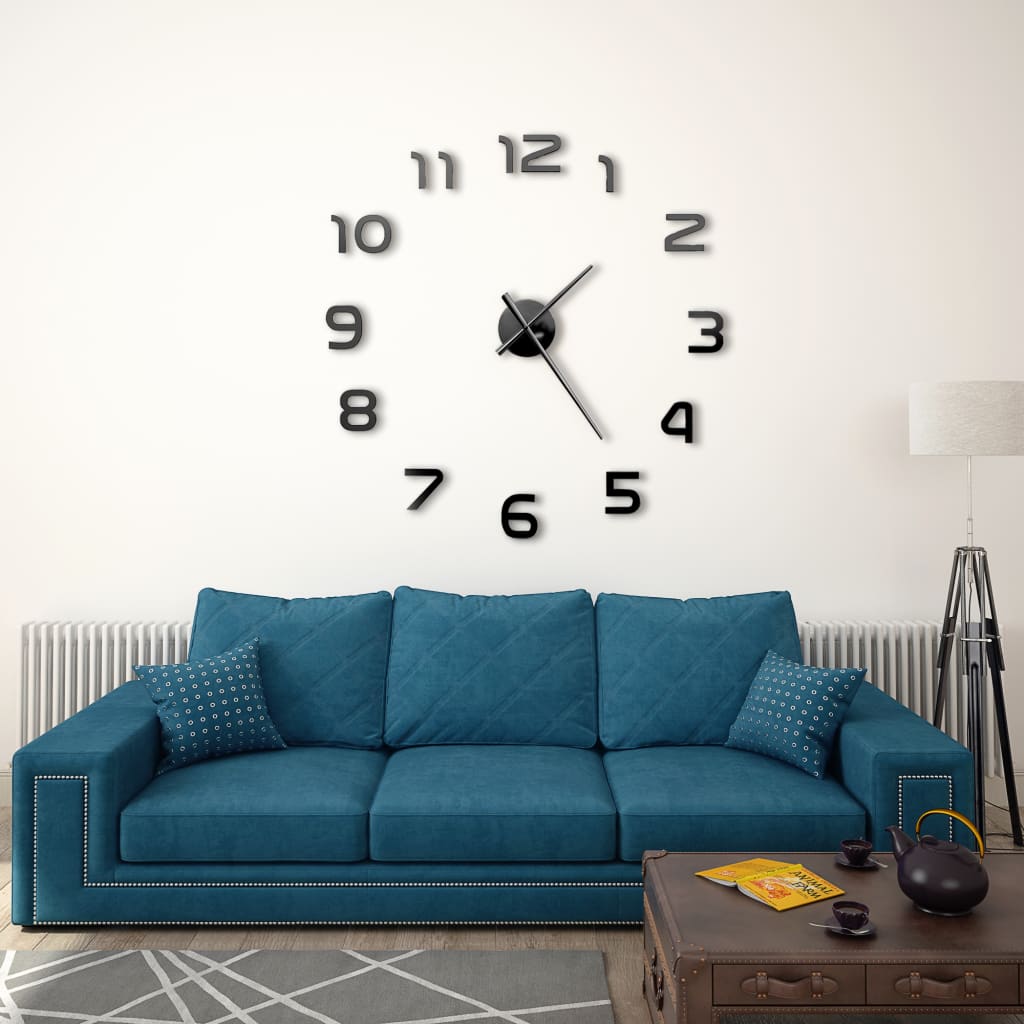 Vetonek Reloj 3D de pared con diseño moderno 100 cm XXL negro