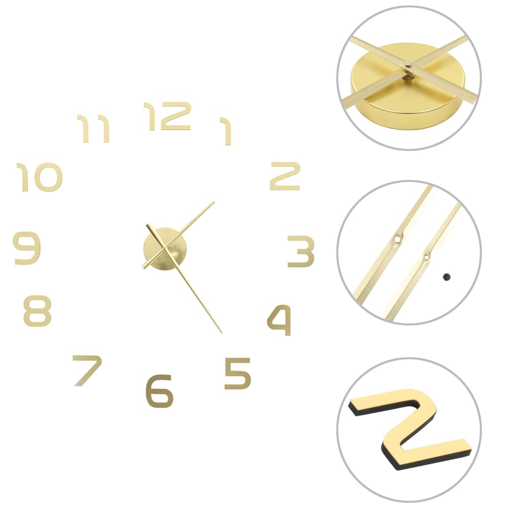 Vetonek Reloj de pared 3D con diseño moderno 100 cm XXL dorado