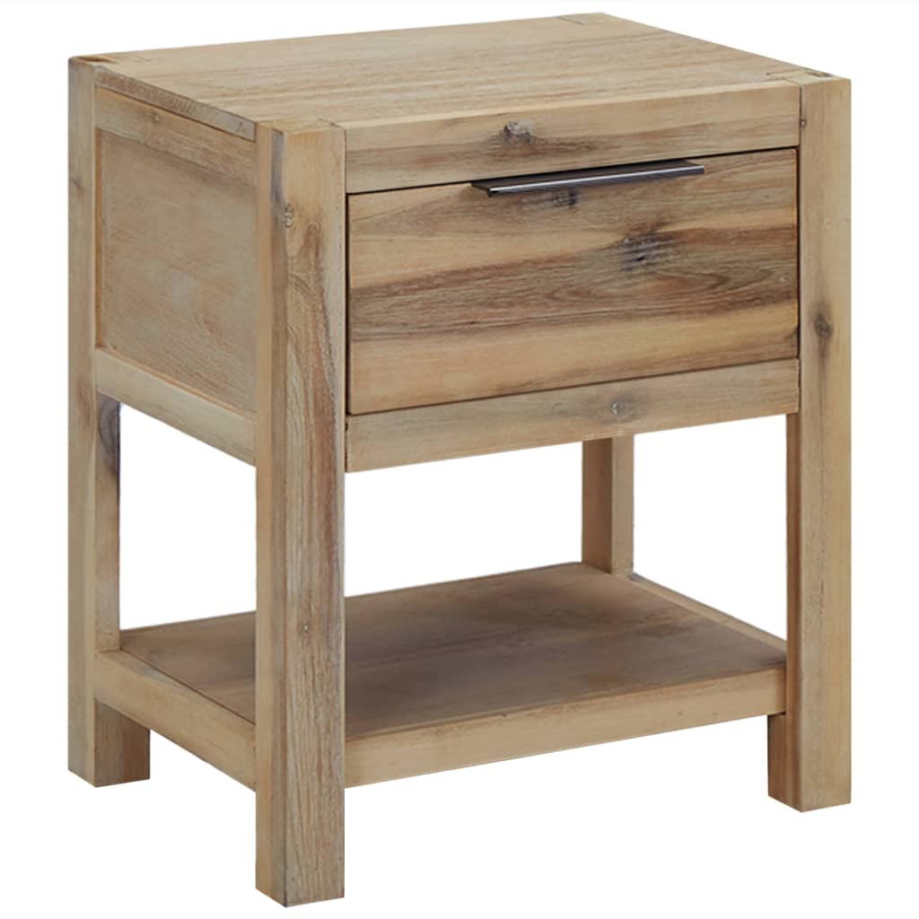 Vetonek Mesita de noche con cajón madera acacia maciza 40x30x48 cm