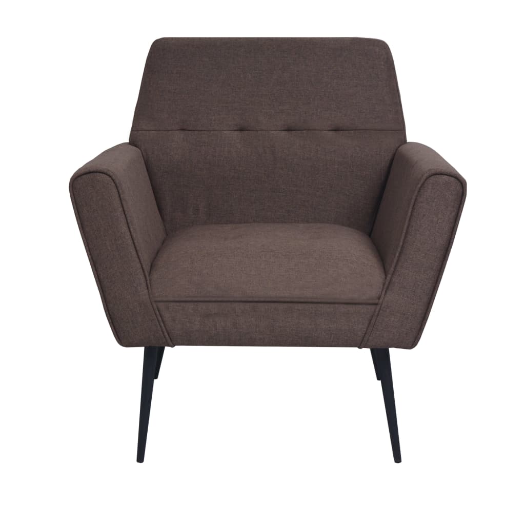 Steel and brown fabric armchair