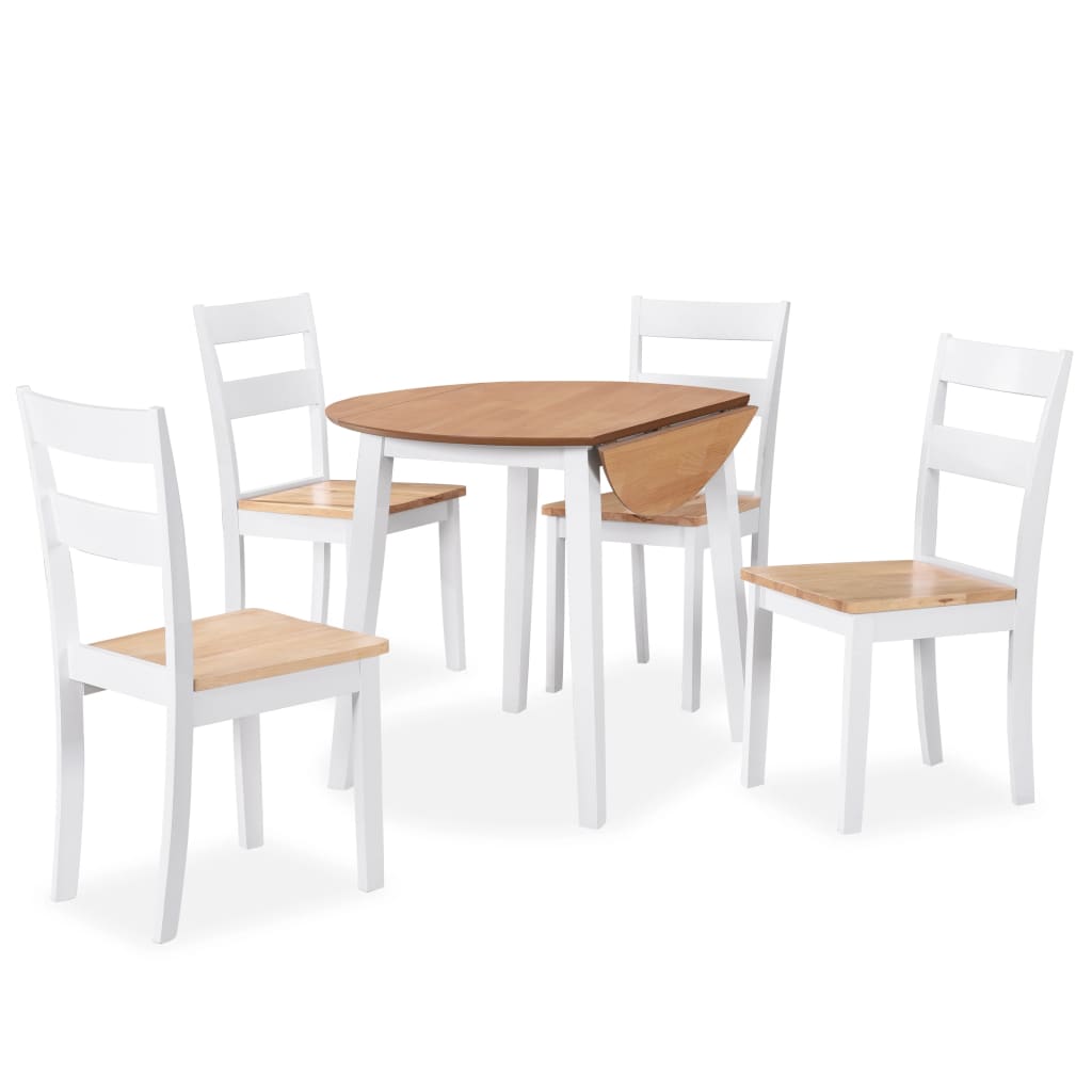 Vetonek Juego de comedor de MDF y madera de caucho 5 piezas blanco