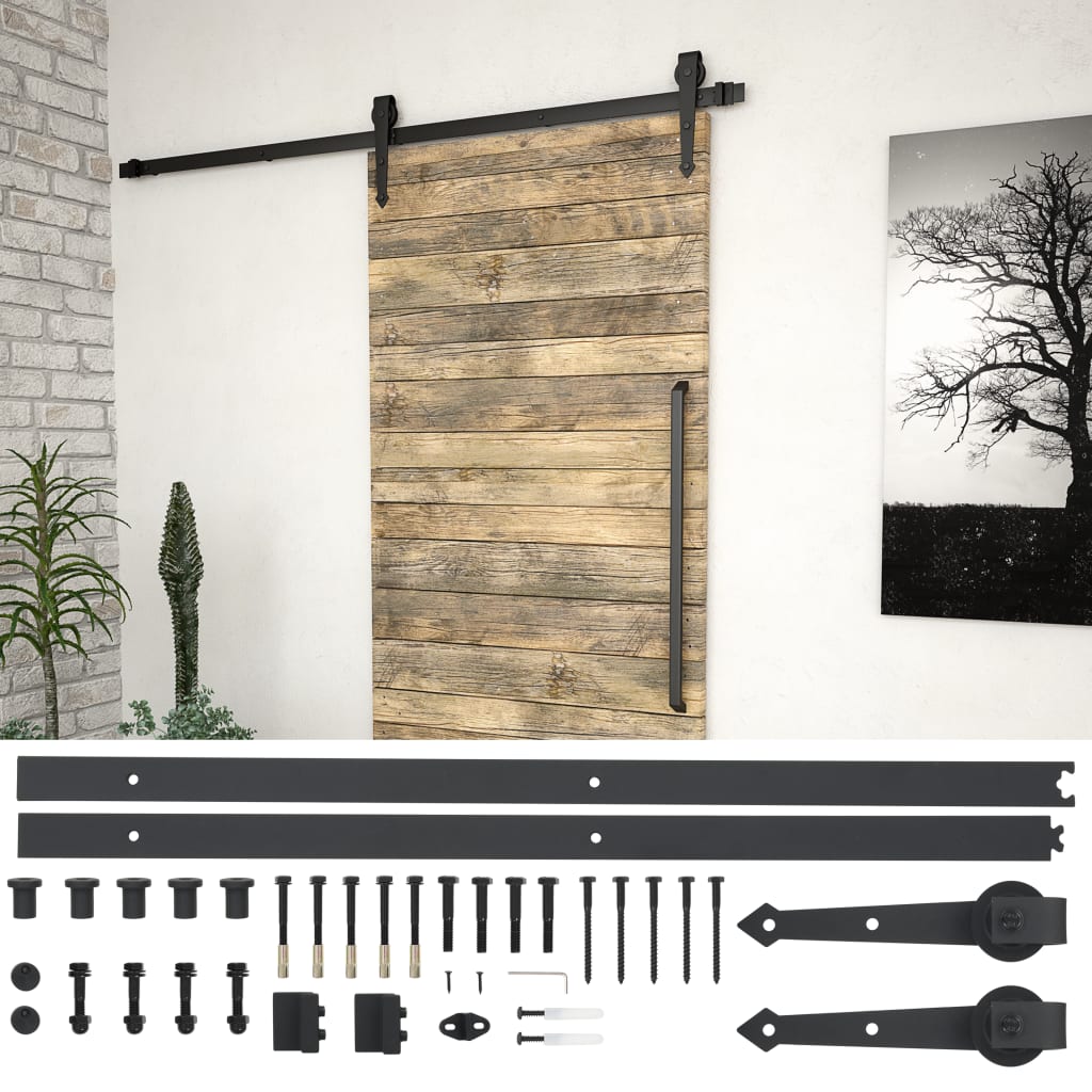 Vetonek Kit de herrajes para puertas correderas acero negro 183 cm  