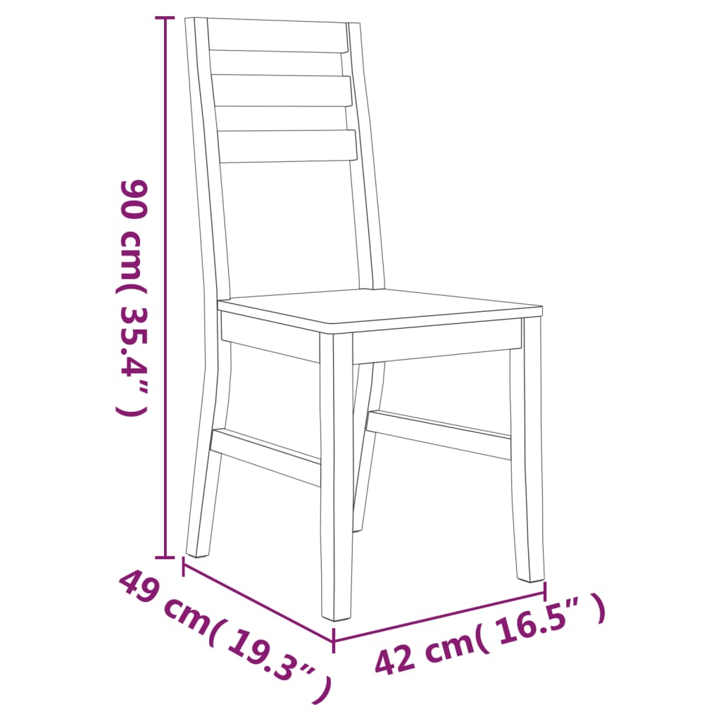 Chaises à manger 4 unités bois massif d'Acacia