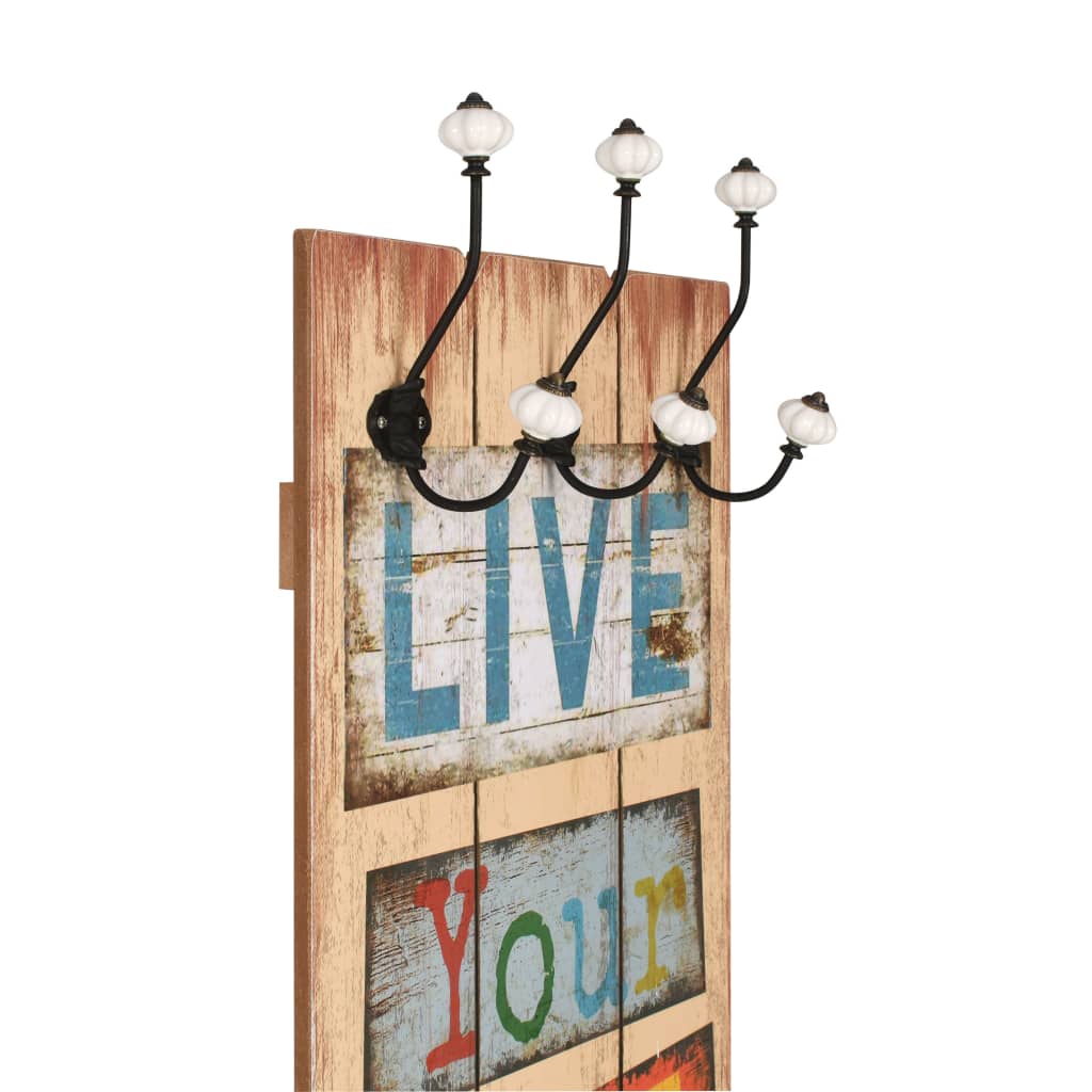 Perchero de pared LIVE LIFE con 6 ganchos 120x40 cm