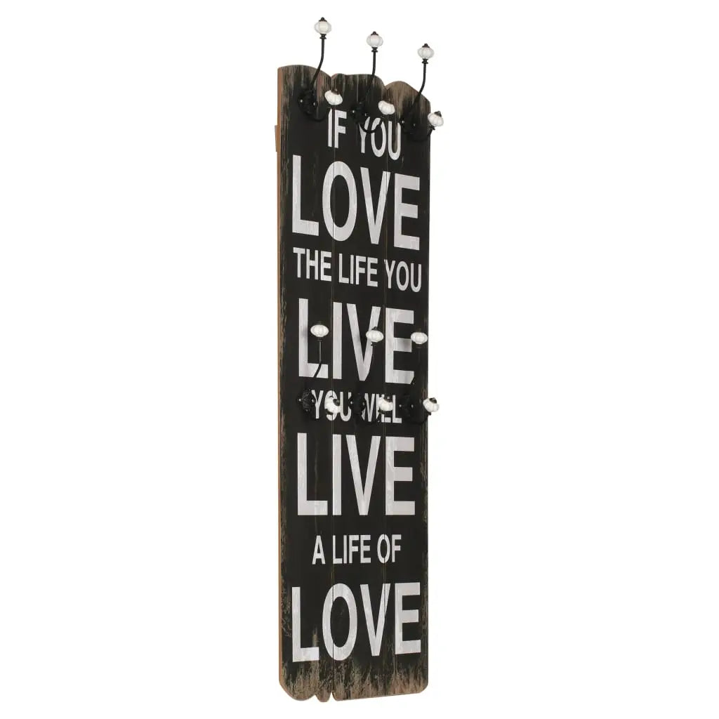 Vetonek Perchero de pared LOVE LIFE con 6 ganchos 120x40 cm 