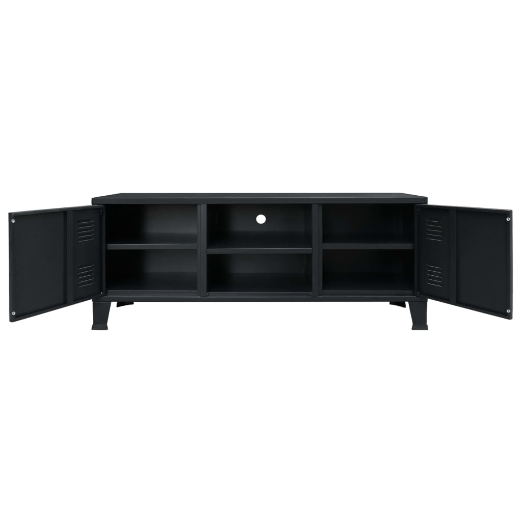 Mobili TV stile industriale nero 120x35x48 cm