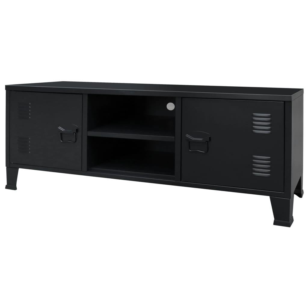 Vetonek Mueble para TV metal estilo industrial negro 120x35x48 cm