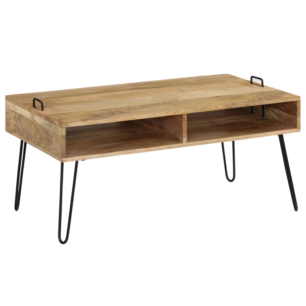 Vetonek Mesa de centro de madera maciza de mango 100x60x45 cm