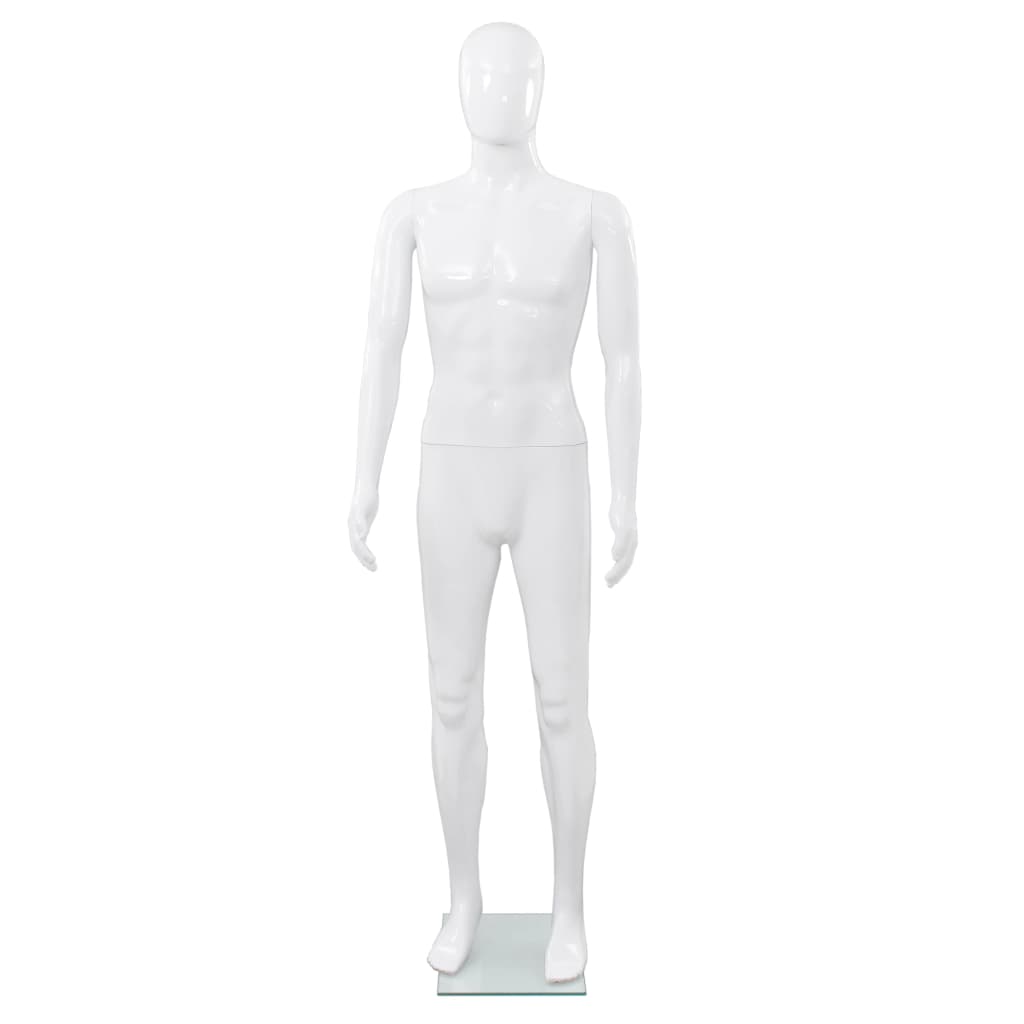 Maniquí de hombre completo base vidrio blanco brillante 185 cm vidaXL