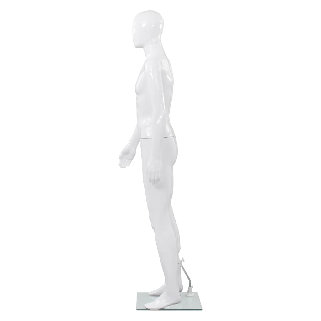 Maniquí de hombre completo base vidrio blanco brillante 185 cm vidaXL