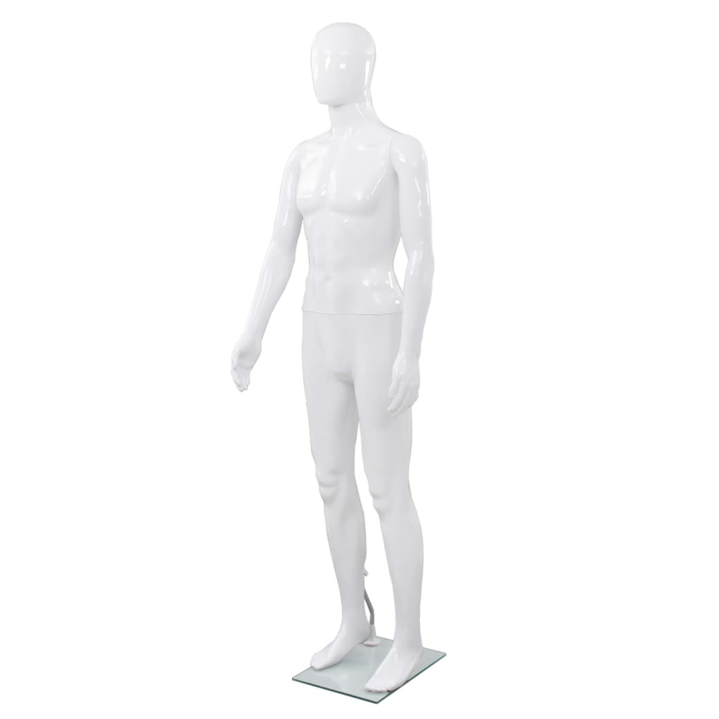 Vetonek Maniquí de hombre completo base vidrio blanco brillante 185 cm 