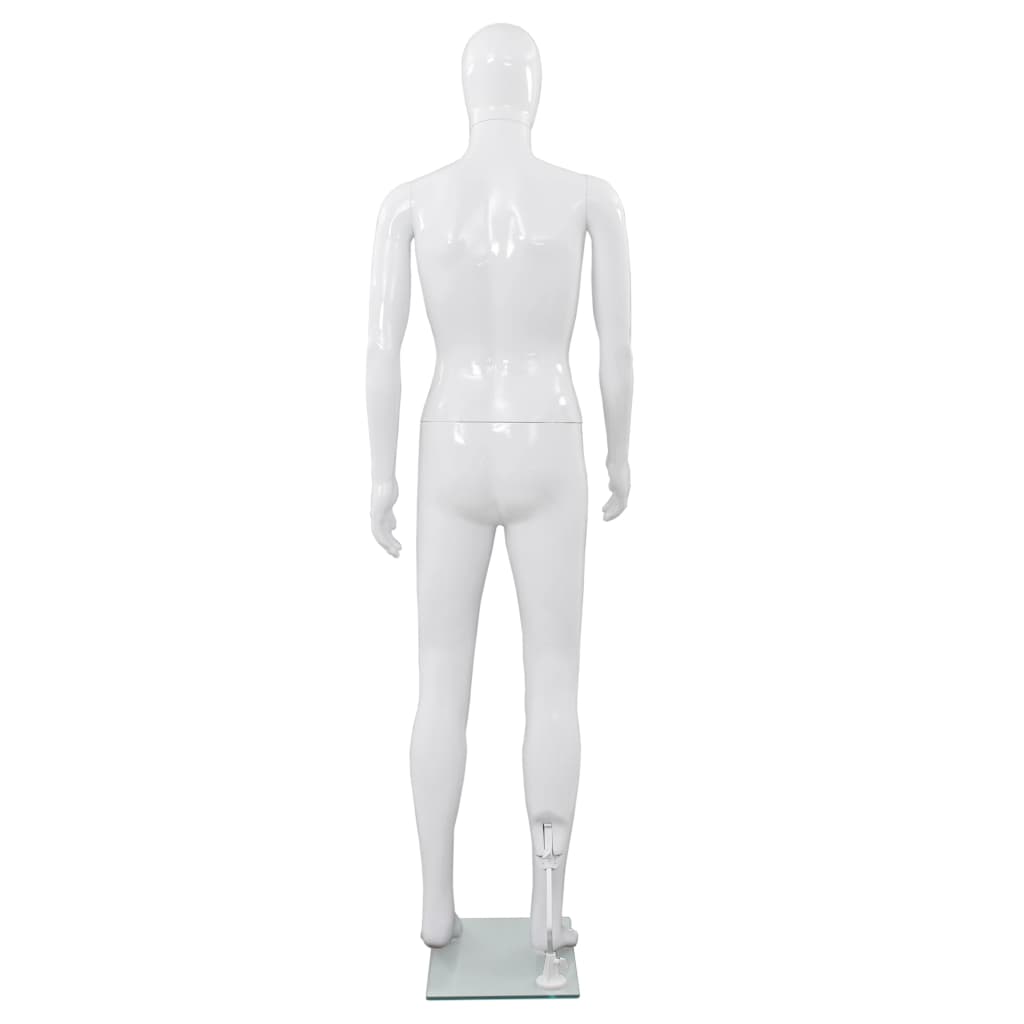 Maniquí de hombre completo base vidrio blanco brillante 185 cm vidaXL