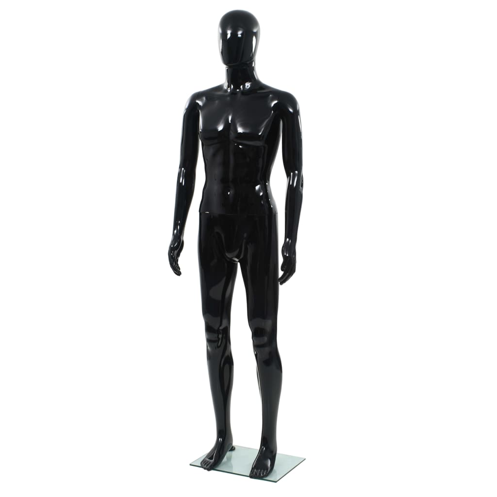 Vetonek Maniquí de hombre completo base vidrio negro brillante 185 cm 