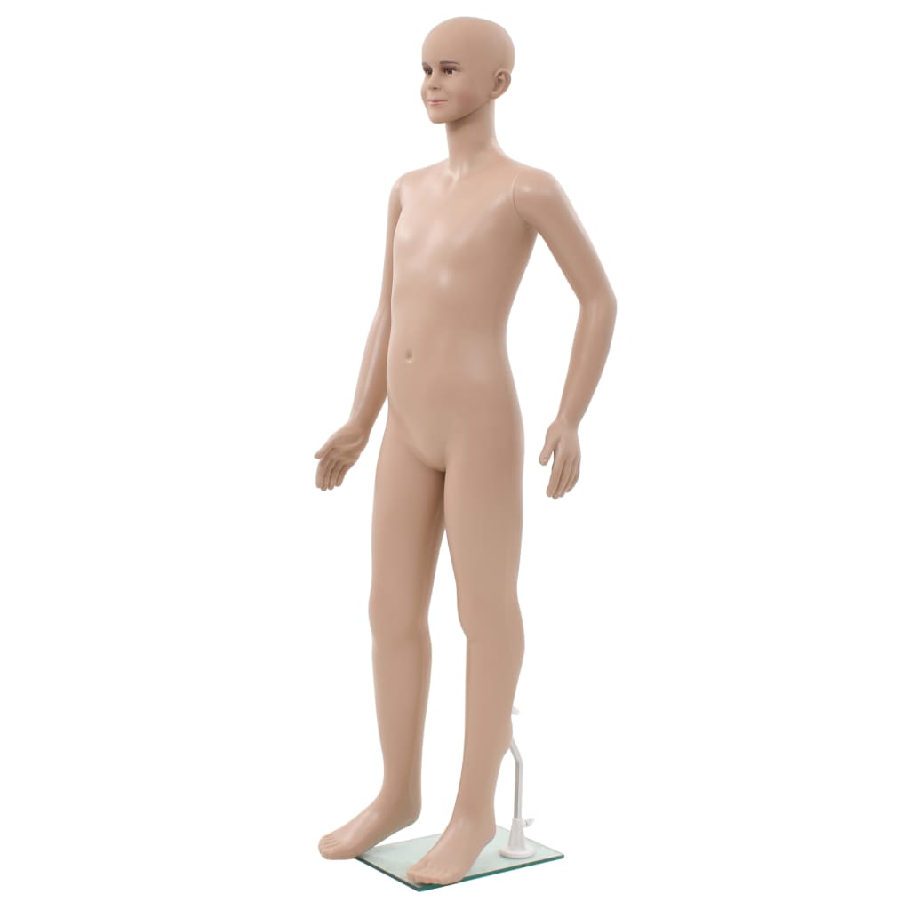 Vetonek Maniquí de cuerpo entero de niño con base vidrio beige 140 cm 